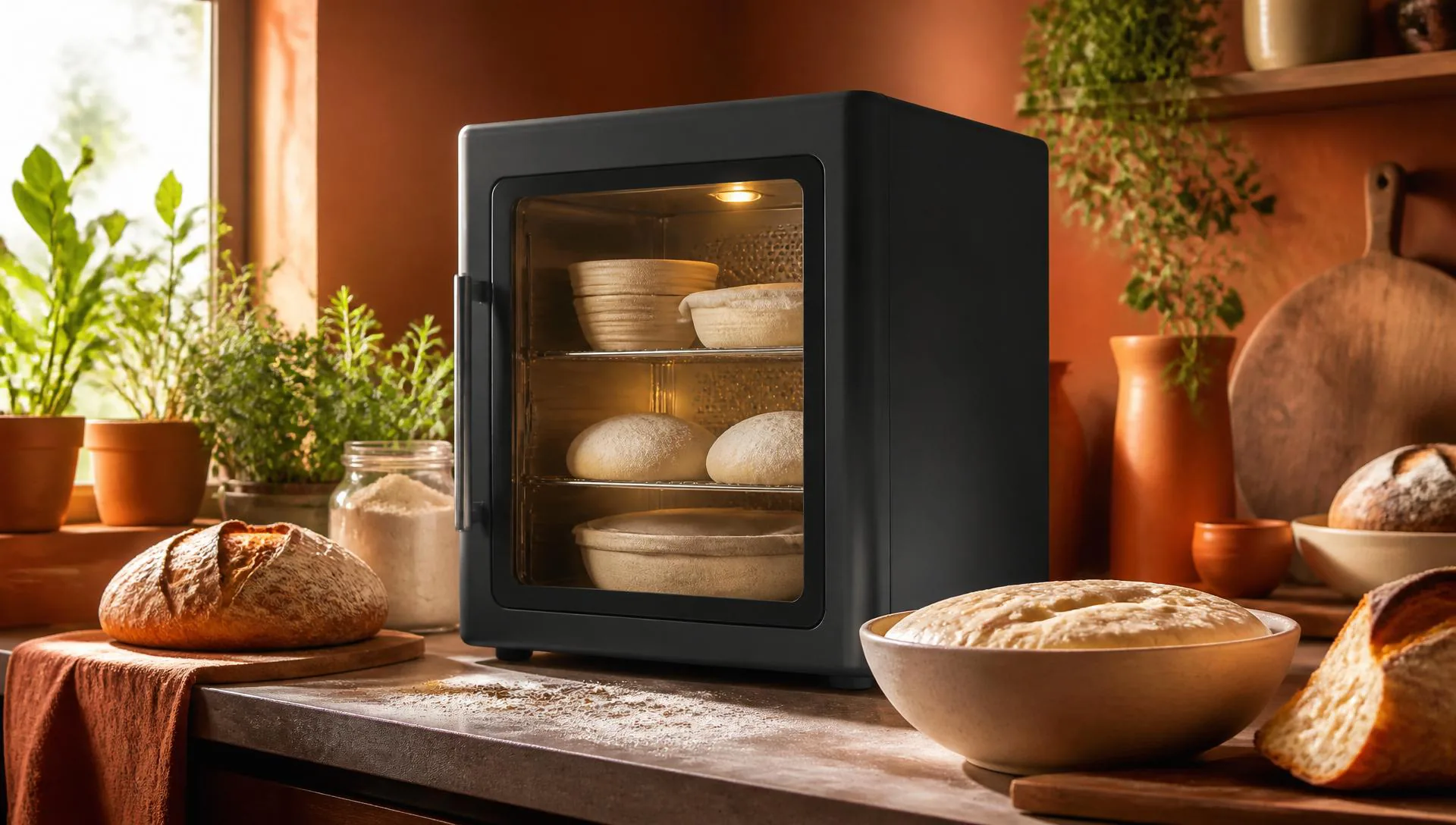 DeepCrumb Chamber in una cucina domestica, con l'impasto in lievitazione all'interno